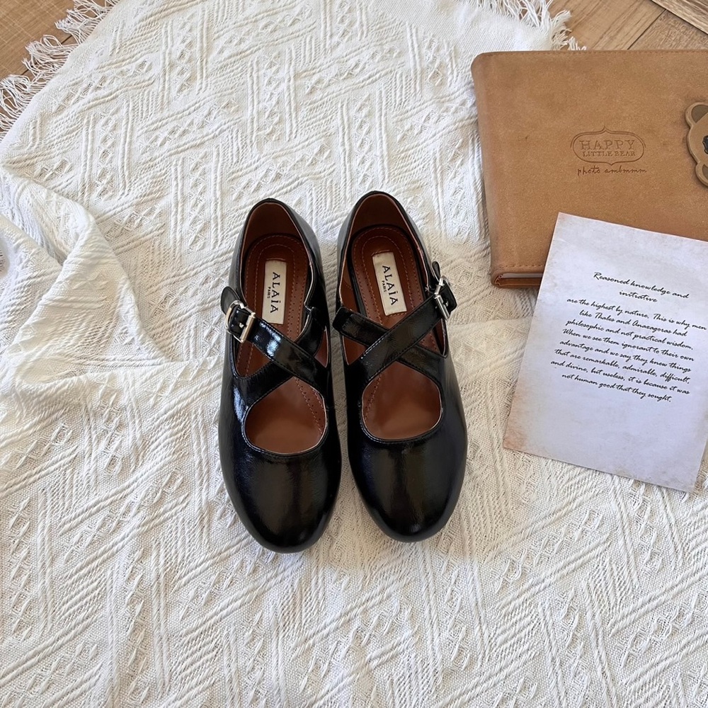 Alaia Black Leather Flats